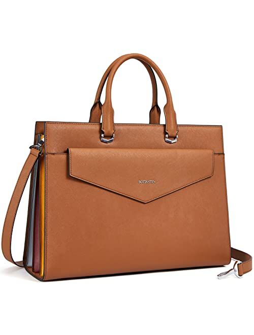 BOSTANTEN Briefcase for Women Laptop Tote 15.6 Inch Genuine Leather Handbag Work Bag