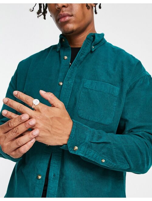 ASOS DESIGN 90s oversized corduroy shirt in collegiate green