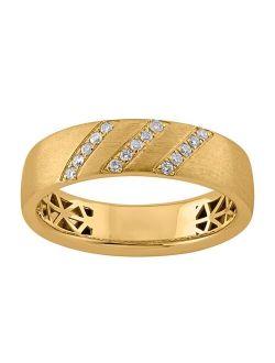 LOVE CLOUD Men's 10k Gold 1/8 Carat T.W. Diamond Fashion Wedding Band Ring