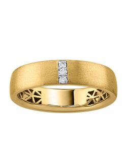 LOVE CLOUD Men's 10k Gold Diamond Accent Fashion Wedding Band Ring
