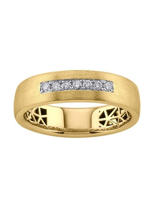 Men's LOVE CLOUD 10k Yellow Gold 1/6 Carat T.W. Diamond-Studded Wedding Band