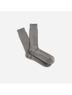 Ribbed cotton-blend socks