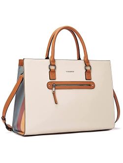 Leather Laptop Briefcase for Women Shoulder Bag 15.6 Inch Business Computer Tote
