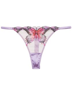 Butterfly embroidered thong