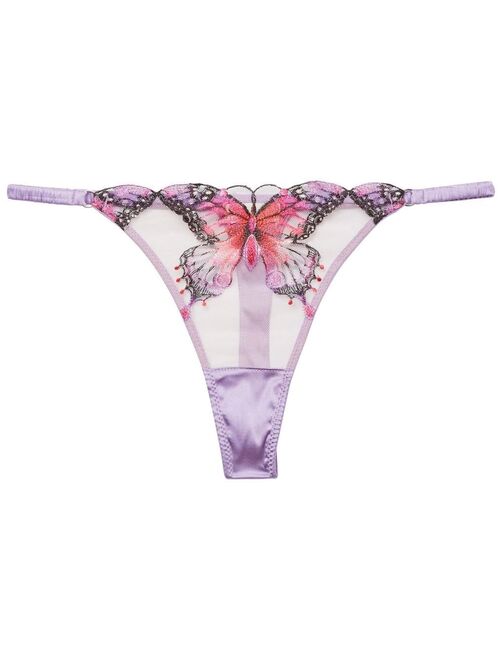 Fleur Du Mal Butterfly embroidered thong