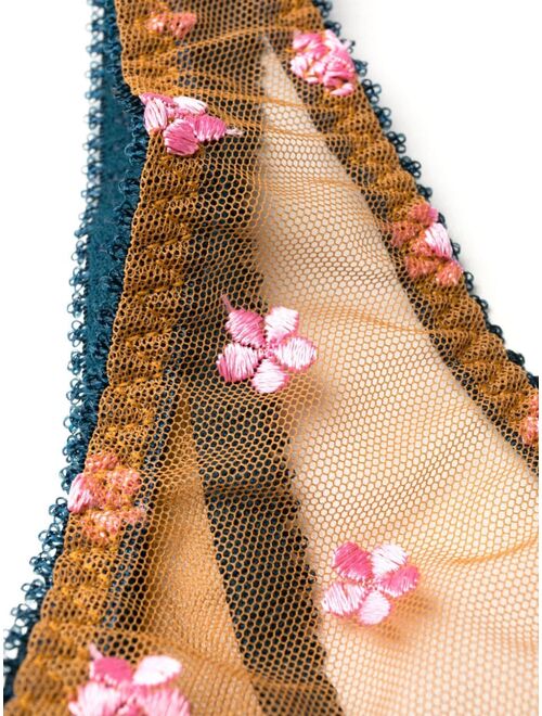 Dora Larsen floral-embroidery thong