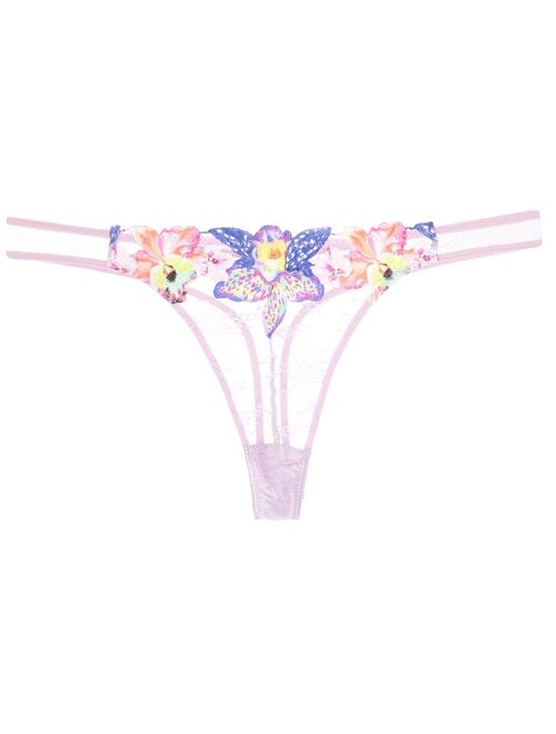 Fleur Du Mal floral-embroidered thong