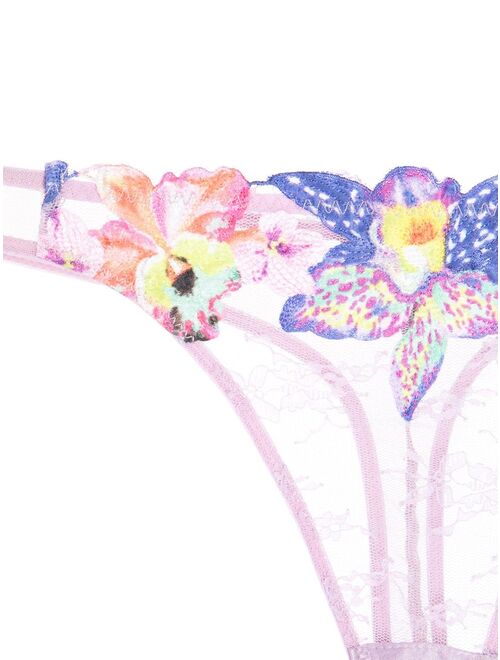 Fleur Du Mal floral-embroidered thong