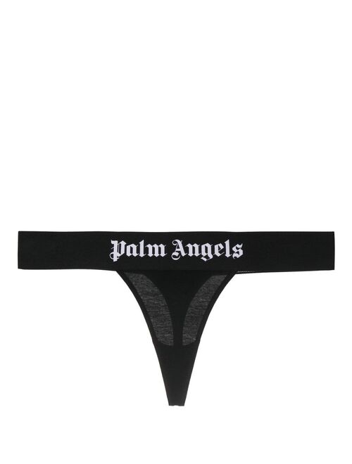 Palm Angels logo-trim stretch-cotton thong