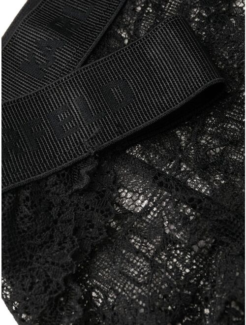 Karl Lagerfeld lace-detail logo-waistband thong