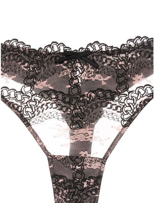 Fleur Du Mal chain-embroidered lace thong