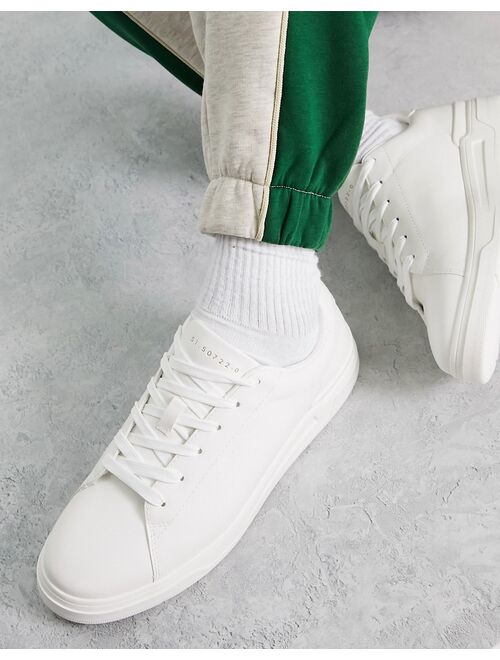 River Island lace up sneakers in white