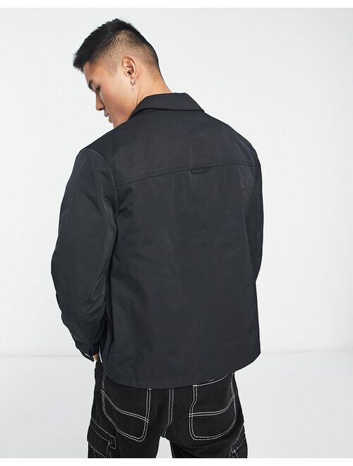 River Island nylon zip jacket in black