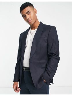 glitter collar party blazer in navy