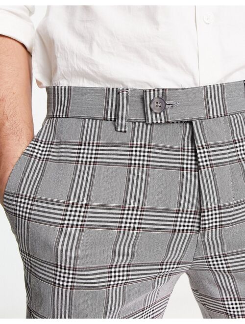 River Island tapered smart pants in gray plaid