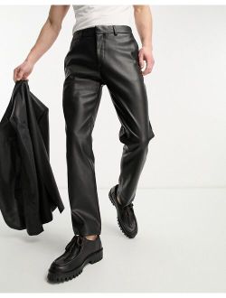 PU suit pants in black