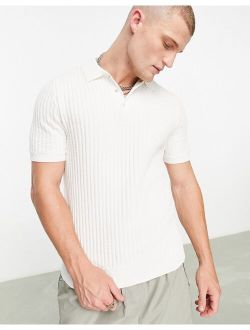 Waffle Knit Polo In White