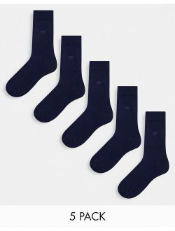 embroidered ankle socks in navy