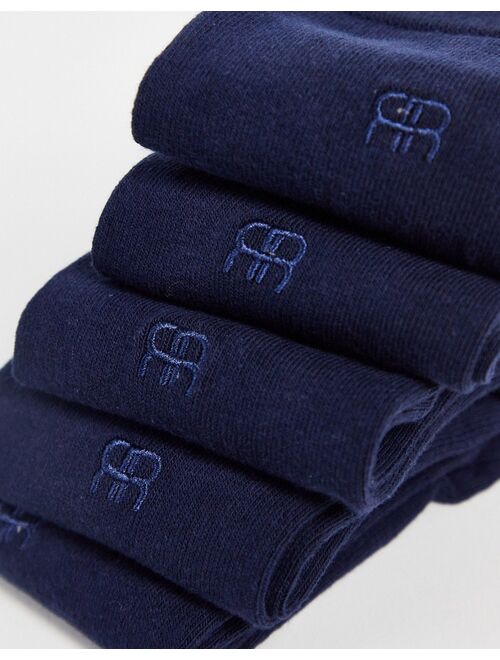 River Island embroidered ankle socks in navy