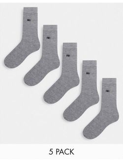 embroidered ankle socks in gray