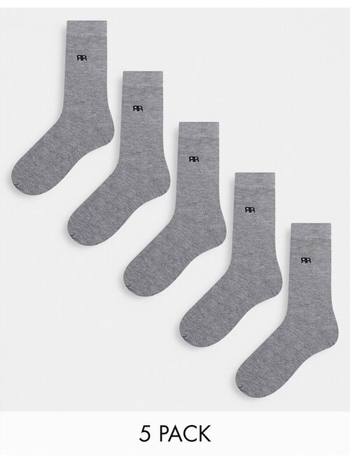 River Island embroidered ankle socks in gray