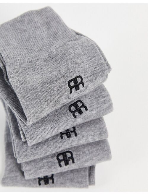 River Island embroidered ankle socks in gray
