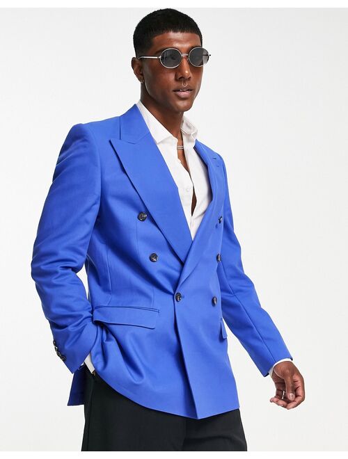 River Island unlined suit jacket in bright blue