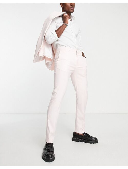 River Island skinny suit pants in light pink