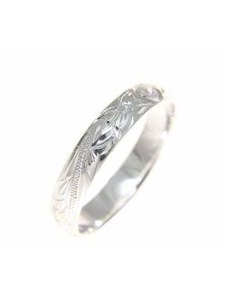 Sterling Silver 925 Hawaiian Plumeria Scroll 4mm Band Ring Size 1-12