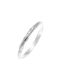 Sterling Silver 925 2mm Hawaiian Scroll Hand Engraved Ring Band Size 1 to 9