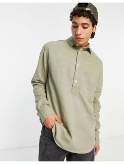long sleeve 1/2 placket shirt in green