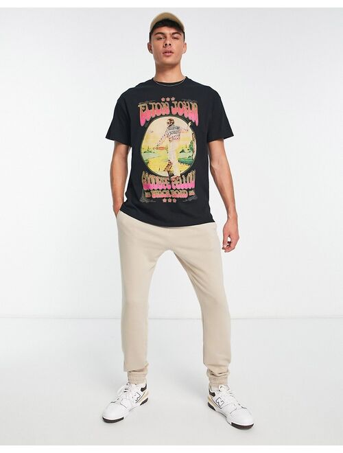 River Island Elton John t-shirt in BLACK
