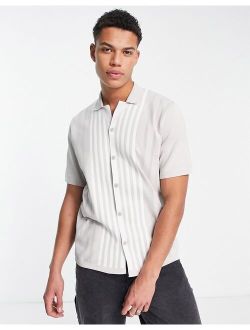 stripe detail polo in stone