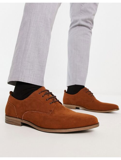 River Island wide fit point derby shoes in brown