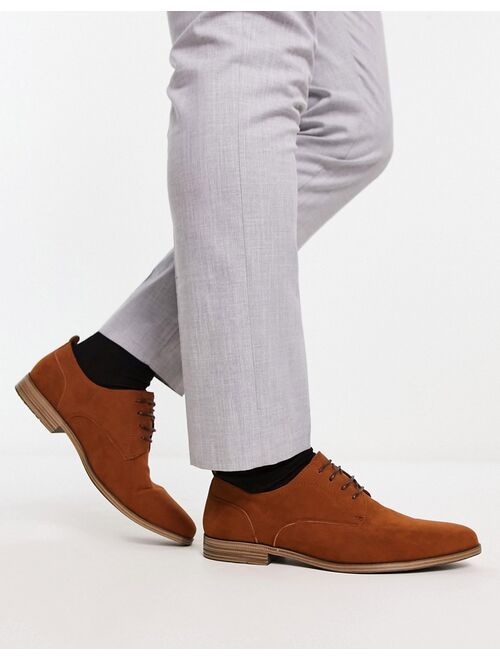 River Island wide fit point derby shoes in brown