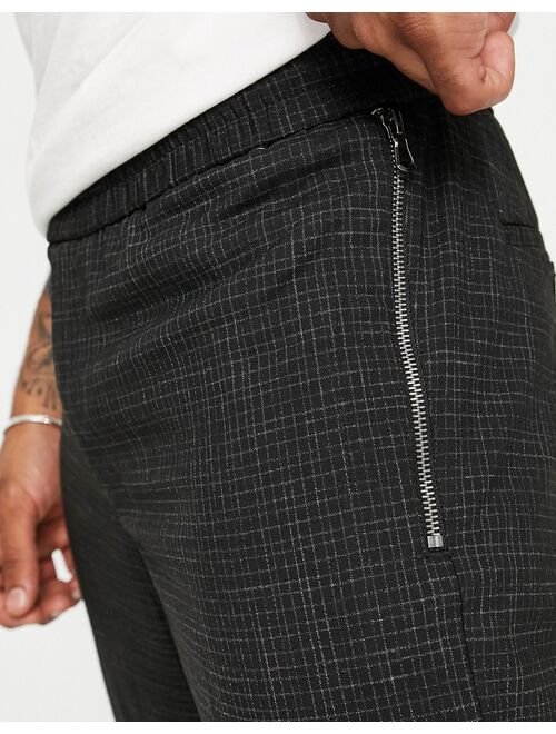 River Island tapered sweatpants in gray check