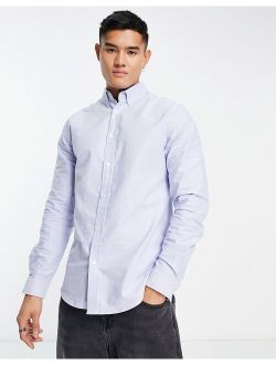 embroidered stretch oxford shirt in blue