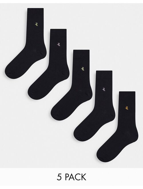 River Island 5-pack socks in black