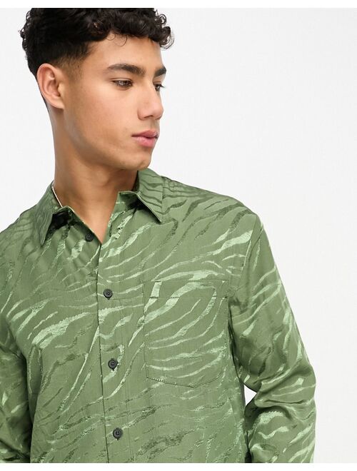 River Island long sleeve zebra shirt in green