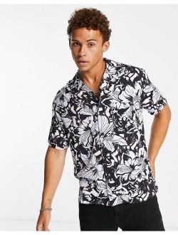 floral revere collar shirt in mono