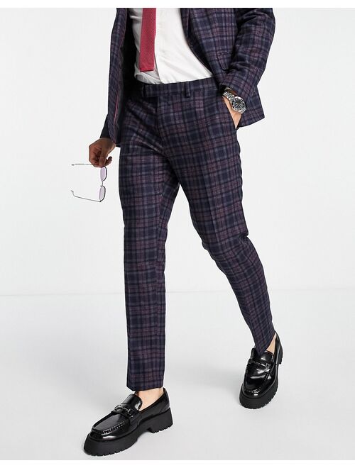 River Island skinny suit pants in navy check
