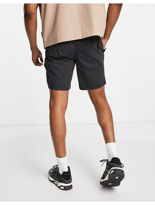 River Island washed cargo shorts in black
