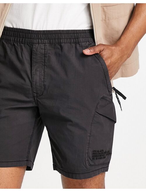 River Island washed cargo shorts in black