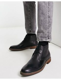 smart leather boots in black