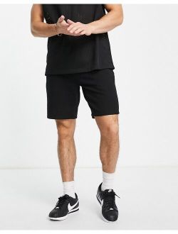 slim jersey shorts in black
