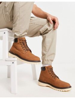 chunky hiking boots in brown
