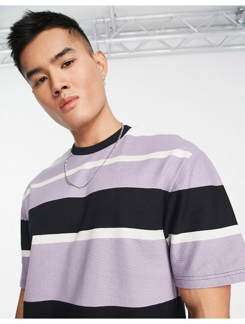 River Island regular textured stripe t-shirt in purple