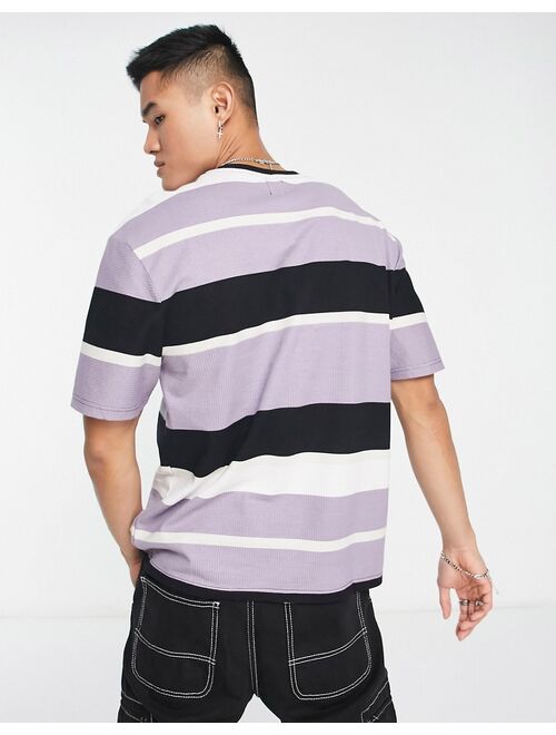 River Island regular textured stripe t-shirt in purple