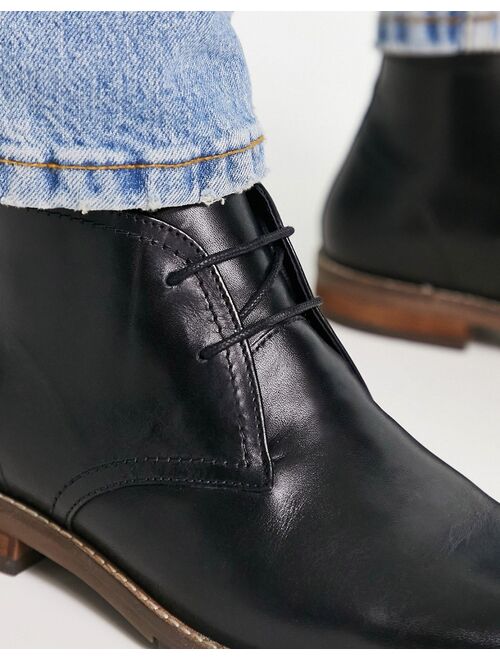 River Island wide fit smart leather boots in black