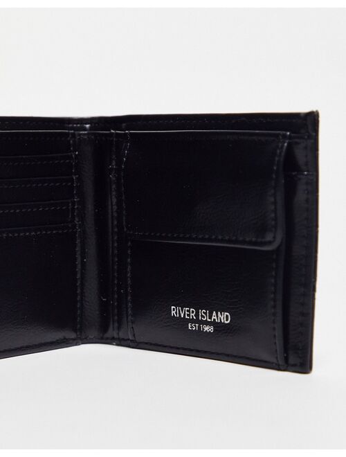 River Island croc bifold wallet in black